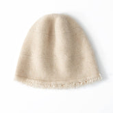 cashmere beanie solid cashmere cable knitted hat with rough edges fisherman beanie hat