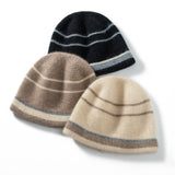 Cashmere Beanie Stripe Cashmere Winter Hat Unisex 100% Cashmere Cap
