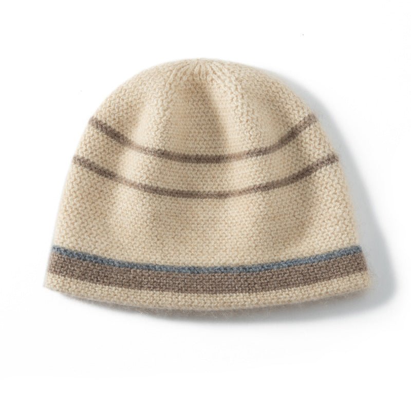 Cashmere Beanie Stripe Cashmere Winter Hat Unisex 100% Cashmere Cap