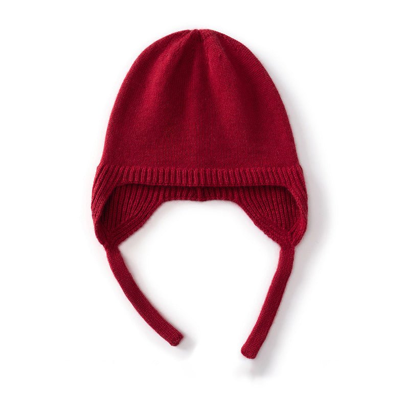 Cashmere Earflap Beanie Pure Cashmere Bonnet Cap Cashmere Winter Hat with Strings