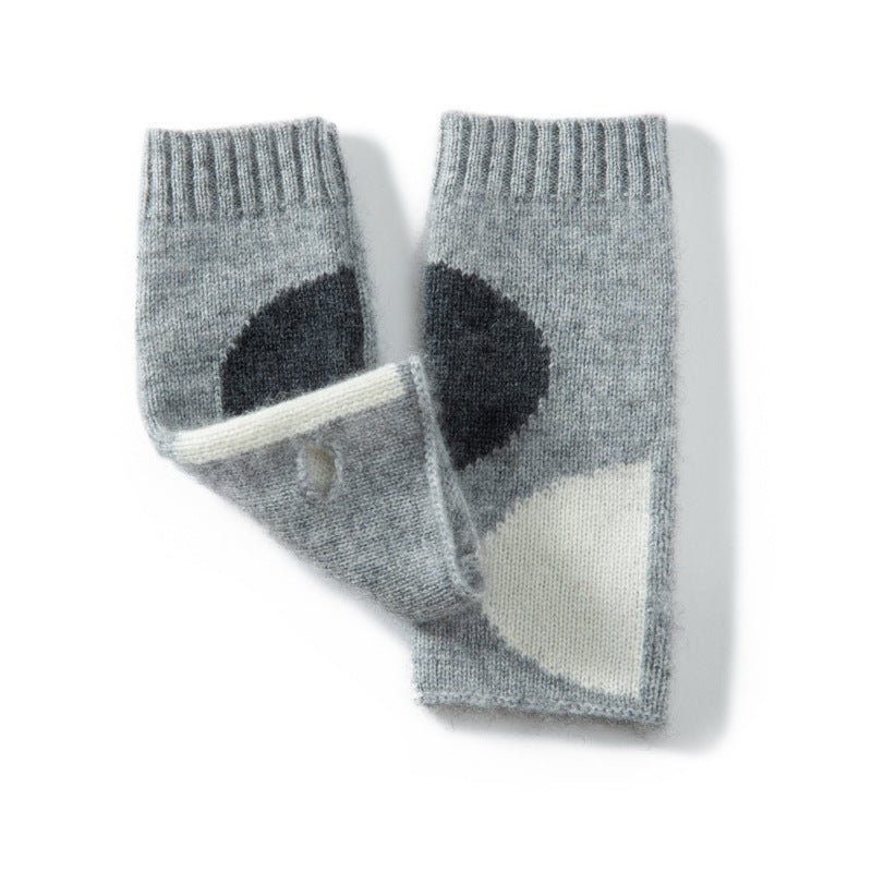 Cashmere Knit Fingerless Mittens for Women Cute Half Finger Typing Gloves