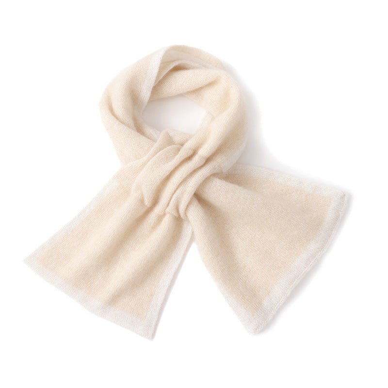 Cashmere Knot Scarf with Contrast Trim Double - Tone Cashmere Neck Wrap