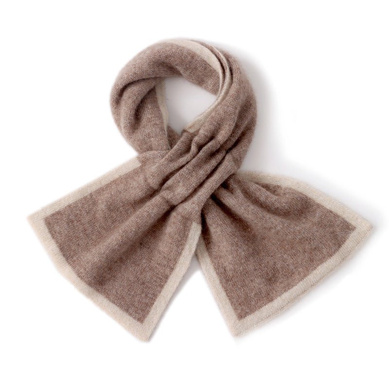 Cashmere Knot Scarf with Contrast Trim Double - Tone Cashmere Neck Wrap