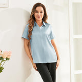 Classic Short Womens Silk Blouse Silk Button Down Shirt