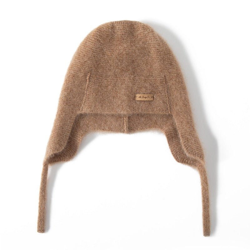 Cute Cashmere Knitted Hat Soft Cashmere Beanie for Winter Cashmere Earflap Cap
