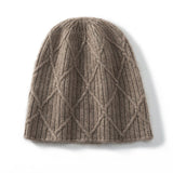 Diamond Cashmere Beanie Textured Cashmere Knit Hat for Men and Women