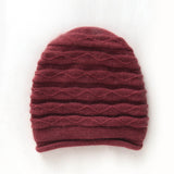 Diamond Wave Cashmere Beanie for Women Textured Cashmere Knit Hat