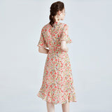 Floral pure Silk Dress for Ladies Guest Party Silk Floral Dresses