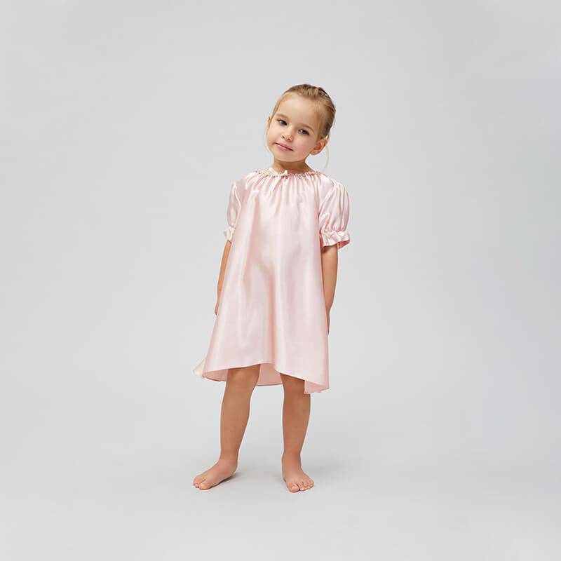 Girls Silk Nightgown 100% Summer Kids silk Nightwear