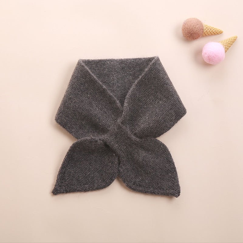 Kids Colorful Knit Cashmere Scarf Bow Knot Cashmere Neck Warmer