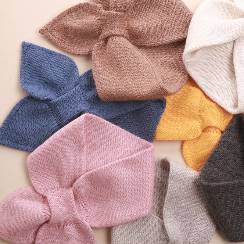 Kids Colorful Knit Cashmere Scarf Bow Knot Cashmere Neck Warmer