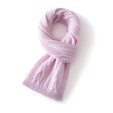 Kids Colorful Knit Cashmere Scarf Pure Cashmere Cable Scarf with Ribbed Ends