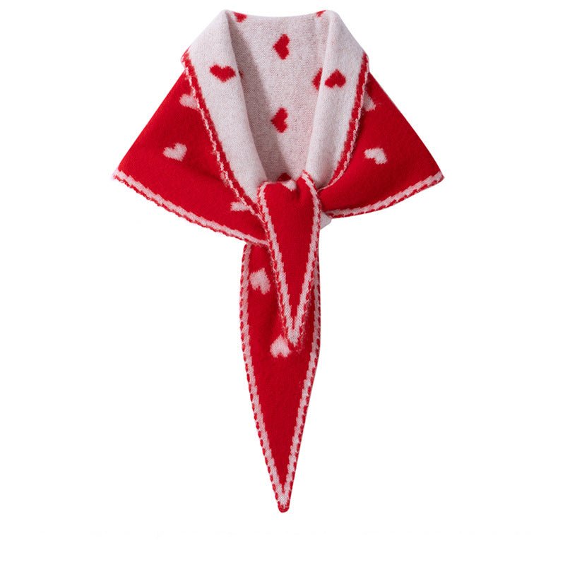 Kids Heart Pattern Cashmere Warmer Cashmere Wrap Triangle Cashmere Scarf
