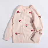 Kids Pure Cashmere Cardigan Playful Mushroom Knit Cashmere Sweater