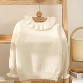 Kids Pure Cashmere Sweater Ruffled Neck and Cuffs Cashmere Pullover