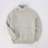 Kids Turtleneck Cashmere Sweater Long Sleeve Cashmere Pullover Ribbing Hem Light Grey 90