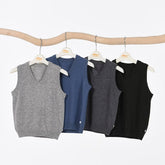 Kids V Neck Cashmere Sweater Sleeveless Cashmere Vest Ribbing Hem