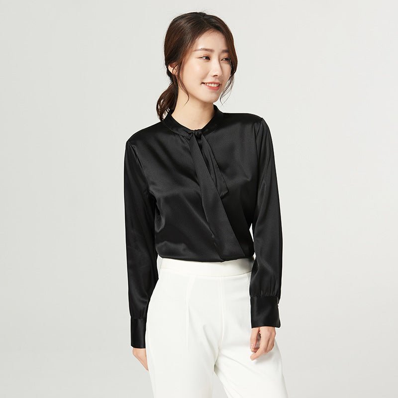 Ladies Pure Silk Shirt Mulberry Ribbon Work Silk Blouse Tops