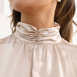 Ladies Silk Blouse Ruffle Collar Mulberry Office Work Silk Shirts