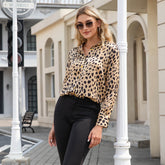 Leopard Print Silk Blouse Silk Button Down Shirt Silk Blouses for Women