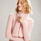 Long Cut - out Cashmere Scarf for Women Double Layer Solid Cashmere Shawl and Wraps