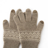 Cashmere Fair Isle Knit Gloves With Touchscreen Tips Magic Gloves Beige M