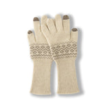 Cashmere Fair Isle Knit Gloves With Touchscreen Tips Magic Gloves Beige M