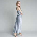 Long Silk Nightgown For Women Wide Strap V Neck Silk Nightdress
