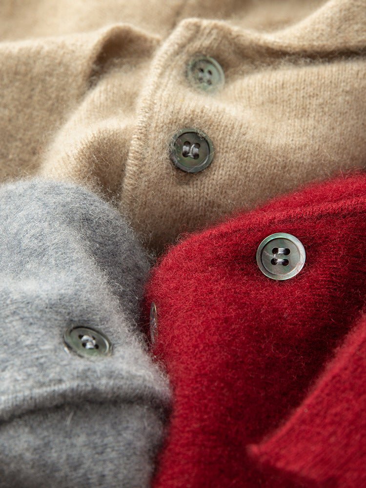 Mens Cashmere Polo Sweater Button Front Long Sleeve Soft Knit Ribbed Hem Pullover