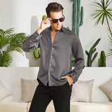 Men's Silk Button - Down Shirt Silk Casual Silk Dress Shirts