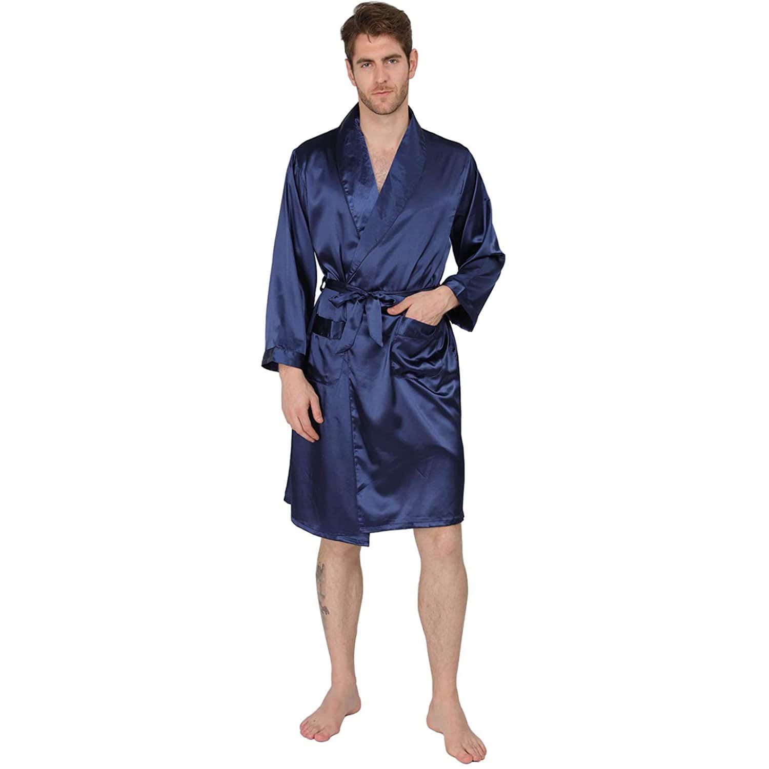 Men's Silk Kimono Robe Summer Luxury Silk Bathrobe