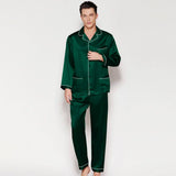 Men's Silk Pajama Set With Pockets Silk Button - Down Pajamas