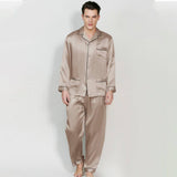 Men's Silk Pajama Set With Pockets Silk Button - Down Pajamas
