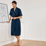 Men's Silk Robe Set Two Pieces Silk Kimono Robe With Shorts