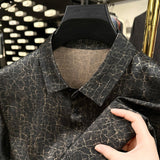 Mens Silk Shirts Short Sleeve Crackled Bronze Texture Silk Dress Shirt