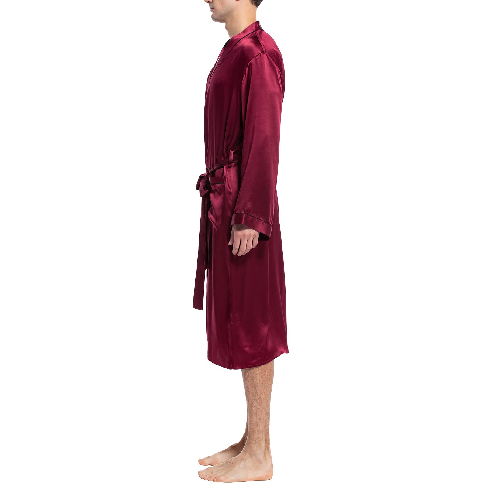 Mulberry Men's Silk Robe Luxury Long Silk Bath Robe