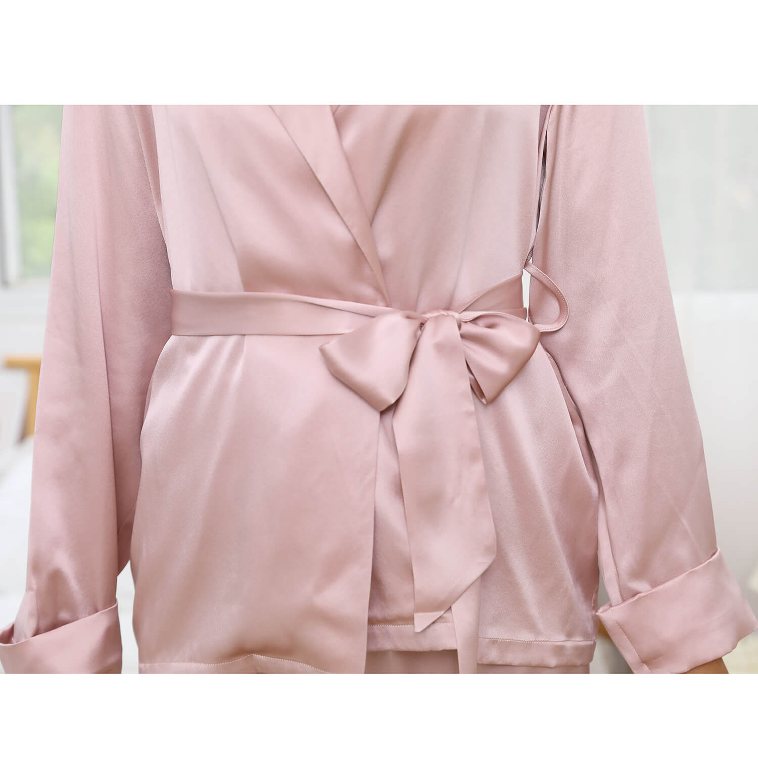 Women's Silk Robe And Pajama Set Long Sleeve Silk Sleepwear