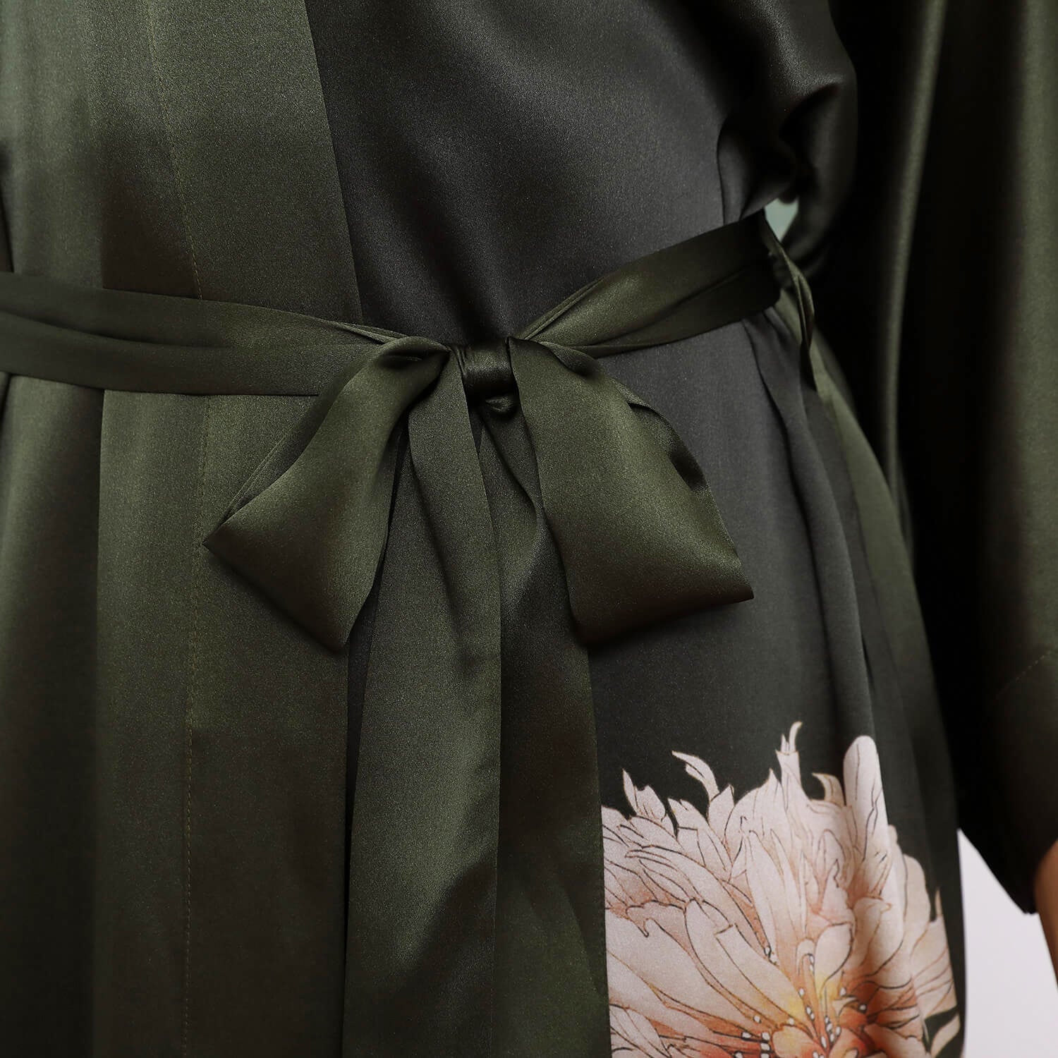 Women Ombre Floral Print Silk Kimono Robe Long 100% Mulberry Silk Robe