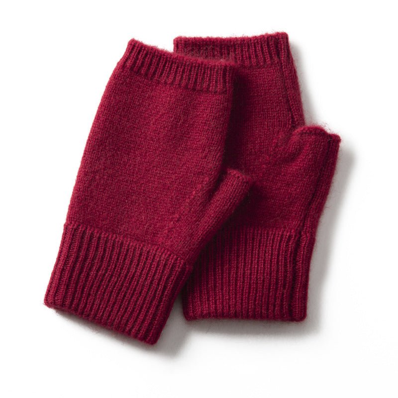 pure cashmere half - finger gloves for women cashmere fingerless gloves warm knitted gloves