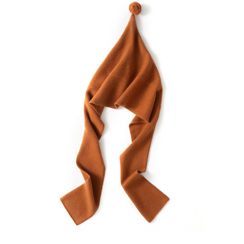 Pure Cashmere Hooded Scarf with Pom Soft Cashmere Hooded Wrap Scarf