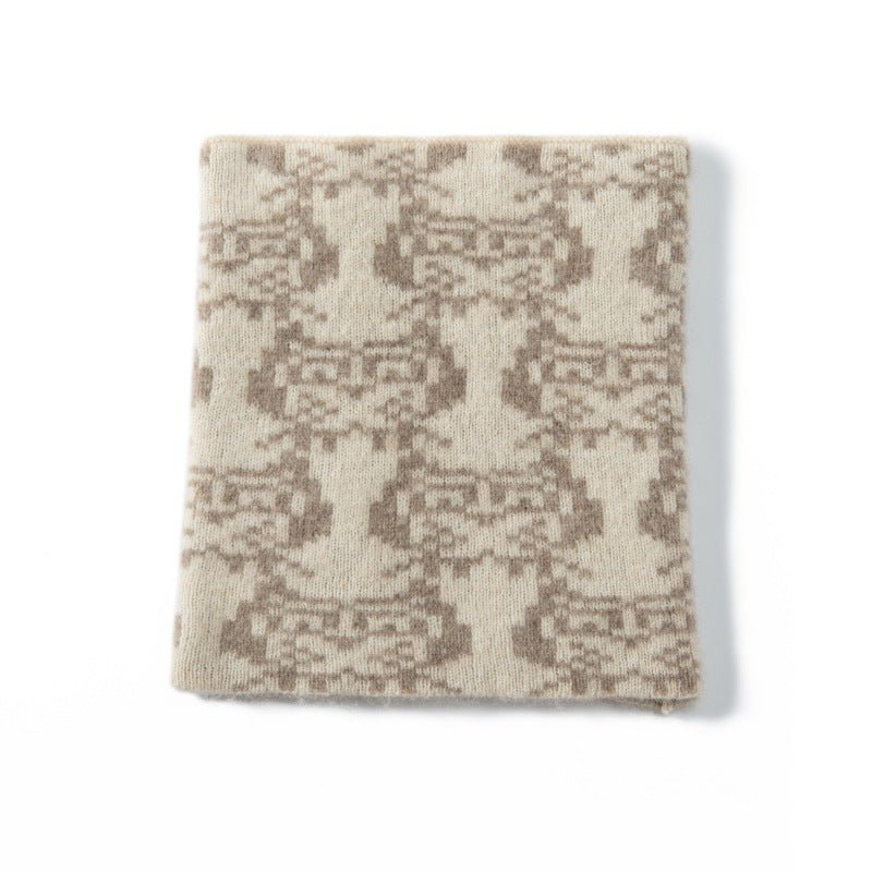 Pure Cashmere Infinity Scarf With Geometric Print Cashmere Neck Gaiter