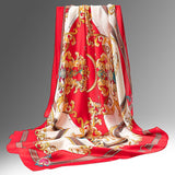 Pure Long Silk Scarf For Women Floral Print Square Silk Scarves