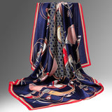 Pure Long Silk Scarf For Women Floral Print Square Silk Scarves