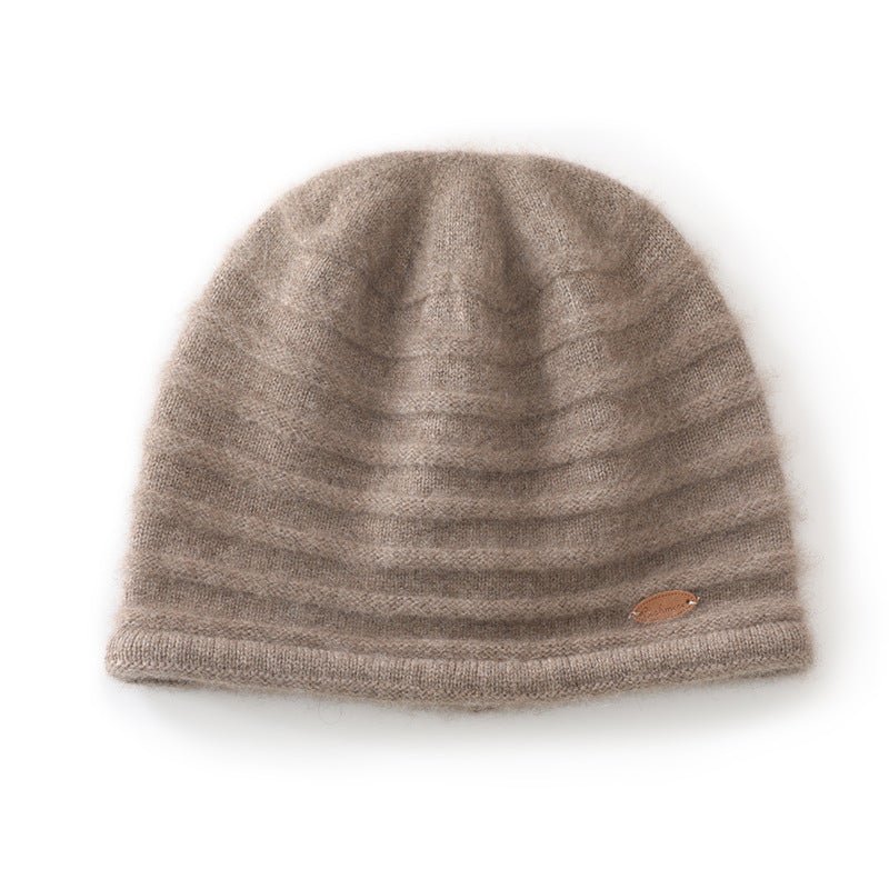 Rib Textured Pure Cashmere Beanie Unisex Thick Cashmere Knit Hat