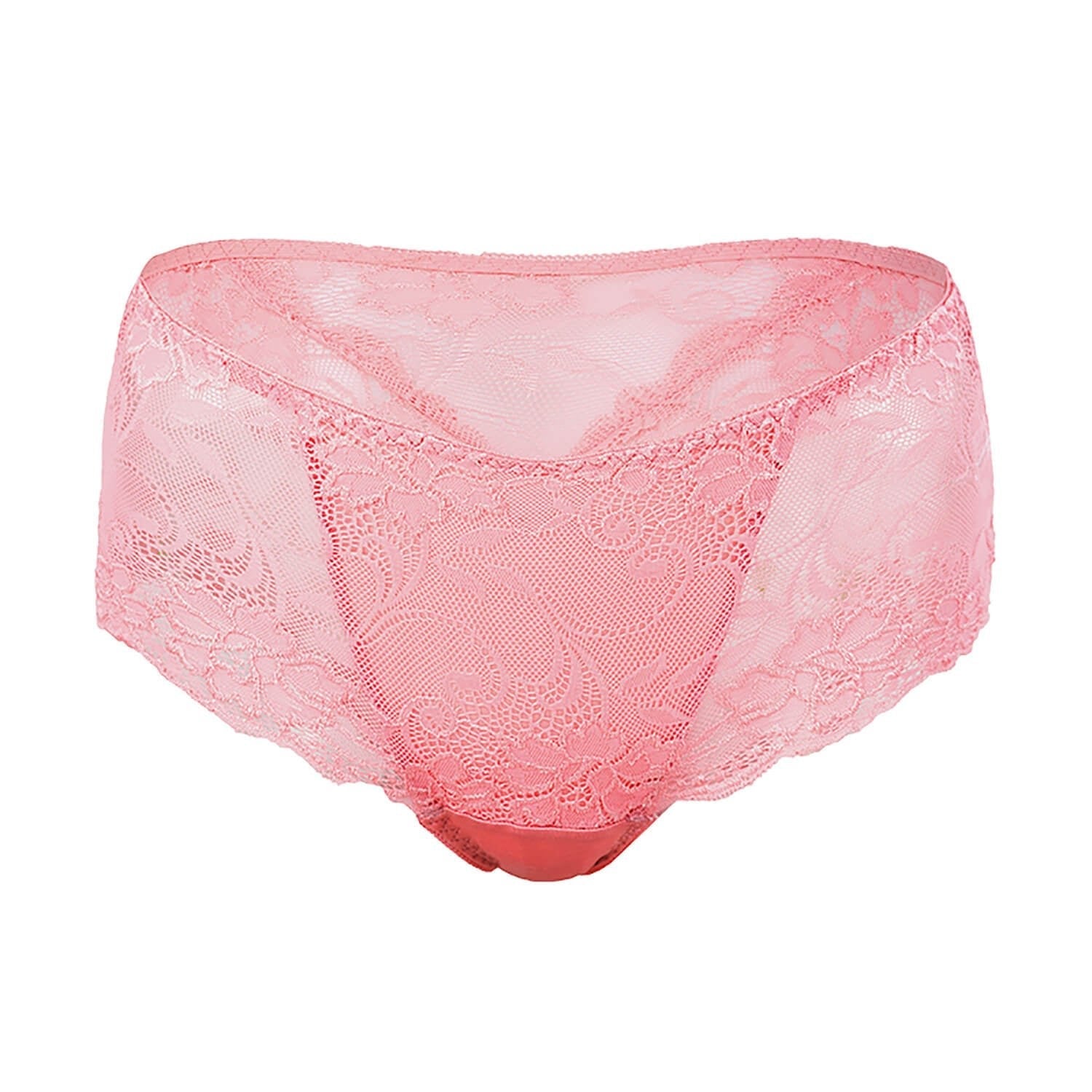 Silk Knitted Underwear Women's Lace Shorts Mulberry Silk Sexy Pink S