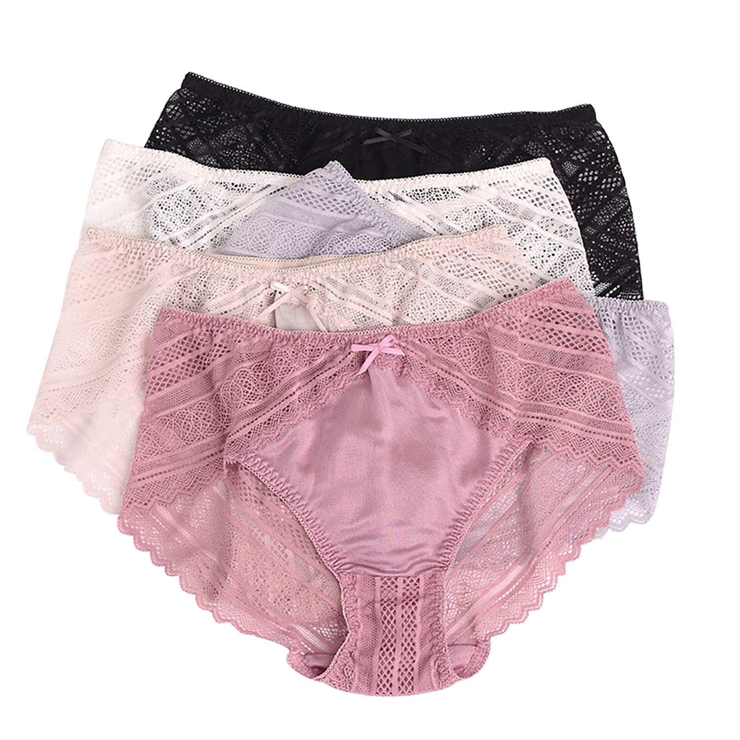 Silk panties women's lace breathable seamless mulberry silk mid-waist briefs