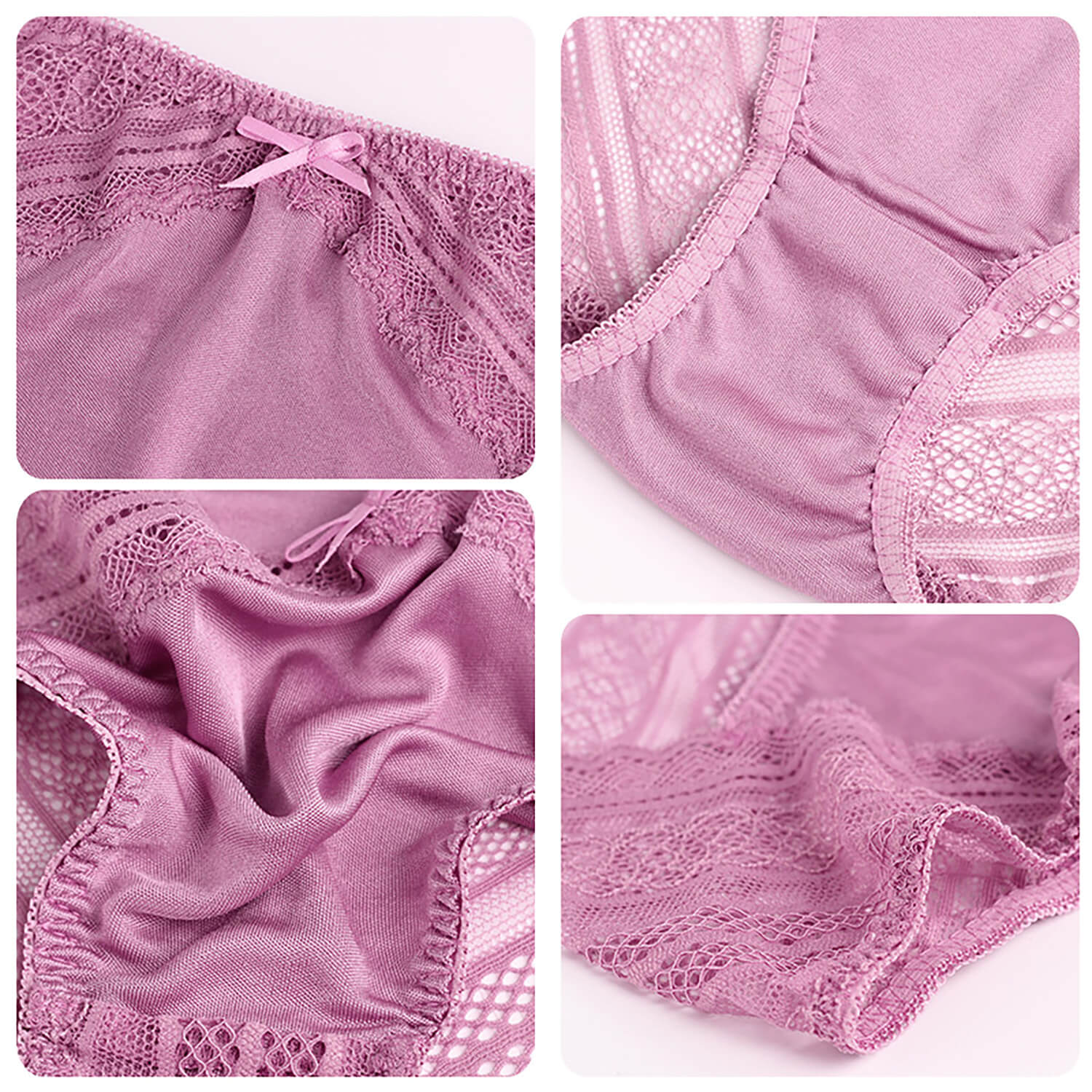 Silk panties women's lace breathable seamless mulberry silk mid-waist briefs