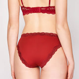 Silk panties women's lace ribbed mulberry silk mid - waist briefs