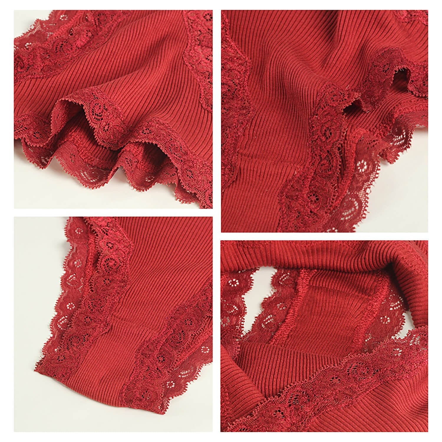 Silk panties women's lace ribbed mulberry silk mid - waist briefs
