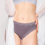 Silk panties women's lace ribbed mulberry silk mid - waist briefs